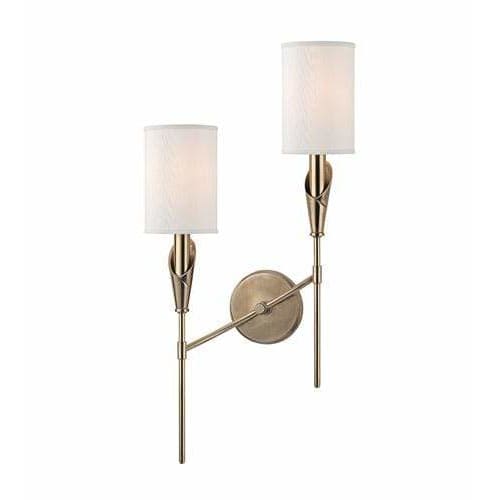 Local Lighting Hudson Valley 1312L-AGB 2 Light Left Wall Sconce, AGB WALL SCONCE