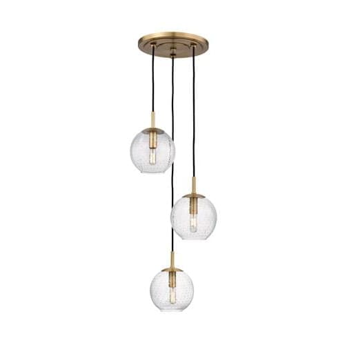 Local Lighting Hudson Valley 2033-AGB Cl-3 Light Pendant With Clear Glass, AGB PENDANT