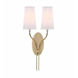 Local Lighting Hudson Valley 3712-AGB Ws 2 Light Wall Sconce W/White Shade, AGB WALL SCONCE