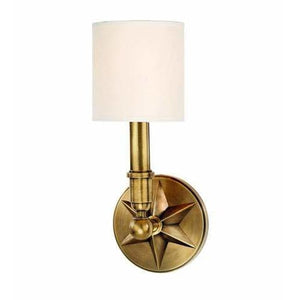Local Lighting Hudson Valley 4081-AGB Ws 1 Light Wall Sconce W/White Shade, AGB WALL SCONCE