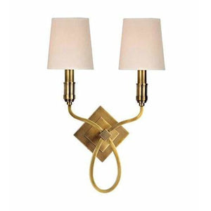 Local Lighting Hudson Valley 422-AGB Ws 2 Light Wall Sconce W/White Shade, AGB WALL SCONCE