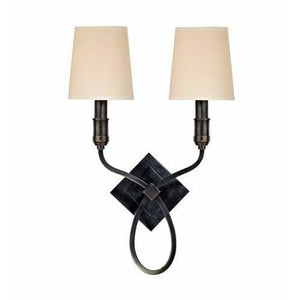 Local Lighting Hudson Valley 422-Ob-Ws 2 Light Wall Sconce W/White Shade, OB WALL SCONCE