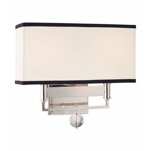 Local Lighting Hudson Valley 5642-Pn 2 Light Wall Sconce With Black Trim On Shade, PN WALL SCONCE