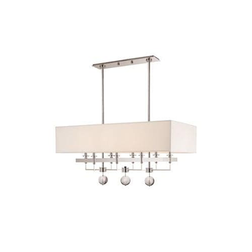 Local Lighting Hudson Valley 5648-Pn-8 Light Island With Black Trim On Shade, PN Linear