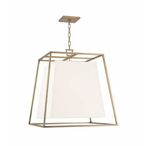 Local Lighting Hudson Valley 6924-AGB Ws-6 Light Chandelier W/White Shade, AGB CHANDELIER