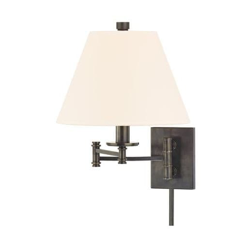 Local Lighting Hudson Valley 7721-Ob-Ws 1 Light Wall Sconce With Plug W/White Shade, OB WALL SCONCE