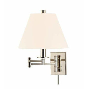 Local Lighting Hudson Valley 7721-Pn-Ws 1 Light Wall Sconce With Plug W/White Shade, PN WALL SCONCE