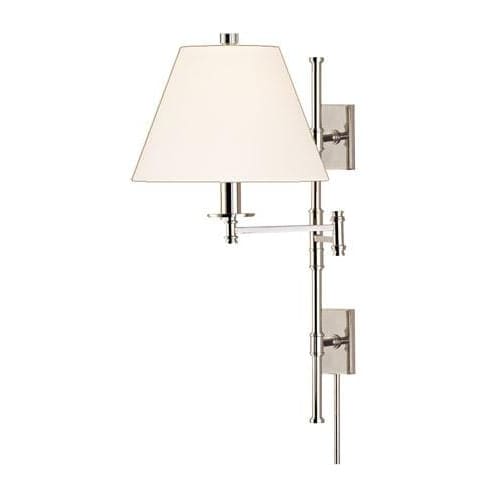 Local Lighting Hudson Valley 7731-Pn-Ws 1 Light Wall Sconce With Plug W/White Shade, PN WALL SCONCE