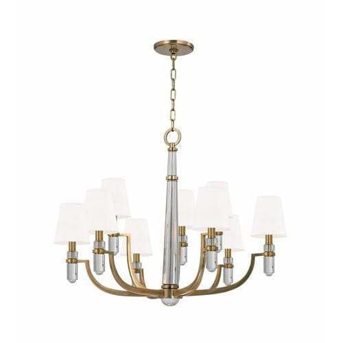 Local Lighting Hudson Valley 989-AGB Ws-9 Light Chandelier W/White Shade, AGB CHANDELIER