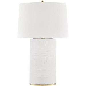 Local Lighting Hudson Valley L1376-Agb/Wh 1 Light Table Lamp, AGB/WH Table Lamp