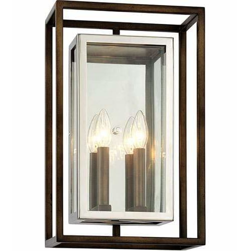 Local Lighting Troy Lighting B6513-Morgan 2Lt Wall, BRONZE WITH POLISHED STAINLESS Wall Sconce