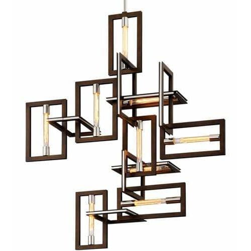 Local Lighting Troy Lighting F6189-Enigma 9Lt Pendant, BRONZE WITH POLISHED STAINLESS Pendant