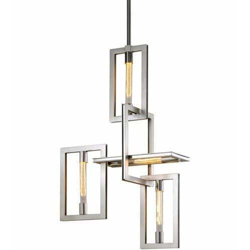 Local Lighting Troy Lighting F7104-Enigma 4Lt Pendant, SILVER LEAF W STAINLESS ACC Pendant