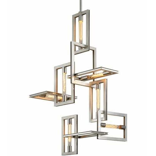 Local Lighting Troy Lighting F7107-Enigma 7Lt Pendant, SILVER LEAF W STAINLESS ACC Pendant
